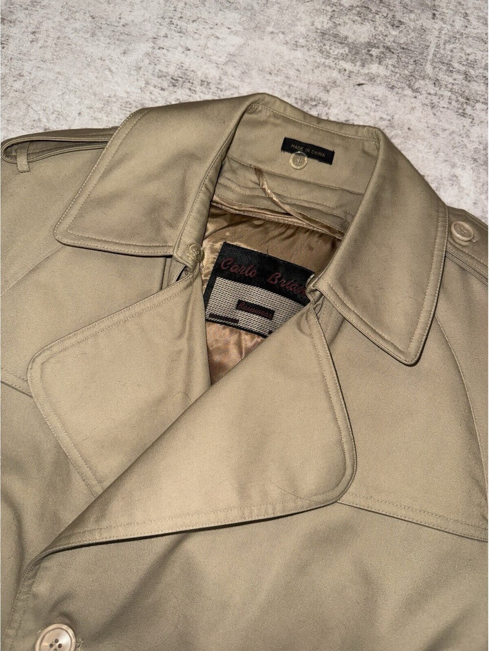 Carlo Briani Trench Coat Mens Khaki Removable Wool Liner Belted Long Coat